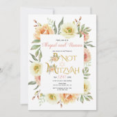 Pfirsichfarbene Blume floral B' Nicht Mitzvah Einladung (Vorderseite)