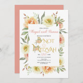 Pfirsichfarbene Blume floral B' Nicht Mitzvah Einladung (Vorne/Hinten)