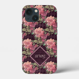 Pfirsichfarbene Blume für das Monogramm Lila Diam Case-Mate iPhone Hülle