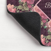 Pfirsichfarbene Blume für das Monogramm Lila Diama Mousepad (Ecke)