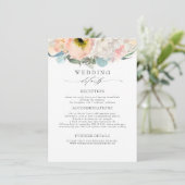 Pfirsichfarbene Blume Hochzeitsinformationen Begleitkarte (Stehend Vorderseite)