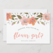 Pfirsichfarbene Blume wirst du mein Blumenmädchen  Einladung (Vorderseite)
