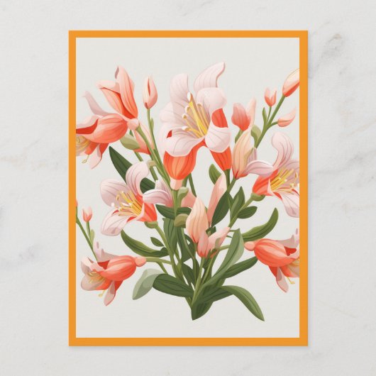 PFIRSICHFARBENE BLUMEN #1 POSTKARTE (Vorderseite)