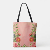 Pfirsichfarbene Blumen-Wasserfarbe Tasche (Rückseite)