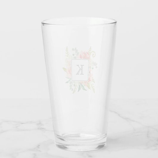Pfirsichfarbene Blüte mit der Monogramm Glas (Rückseite)