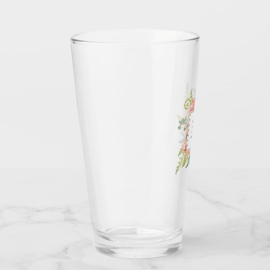 Pfirsichfarbene Blüte mit der Monogramm Glas (Rechts)