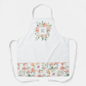Pfirsichfarbene Blüte mit Monogramm Schürze (Vorderseite)