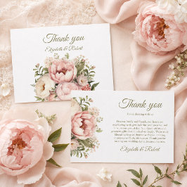 Pfirsichfarbene Blütenhochzeit und Blütenrosa Dankeskarte