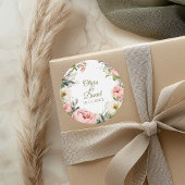 Pfirsichfarbene Blütenhochzeit und Blütenrosa Runder Aufkleber