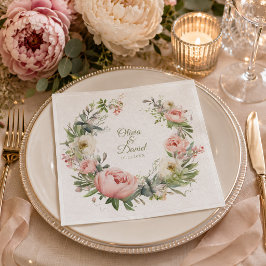 Pfirsichfarbene Blütenhochzeit und Blütenrosa Serviette
