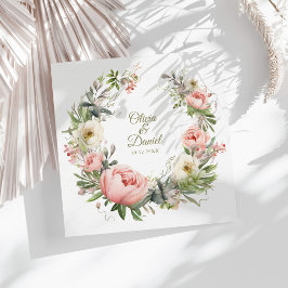Pfirsichfarbene Blütenhochzeit und Blütenrosa Serviette