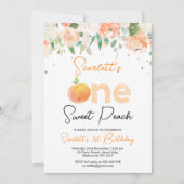 Pfirsichfarbene Blütenpfirsich 1. Geburtstag Einladung (Vorderseite)