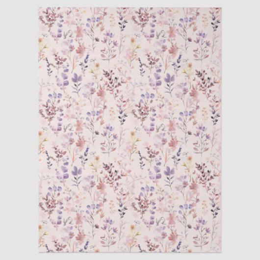 Pfirsichfarbene Boho-Wasserfarben-Wildblume Seidenpapier (Vorderseite)