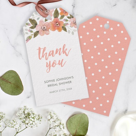 Pfirsichfarbene Floral Vielen Dank für jede Verans Geschenkanhänger