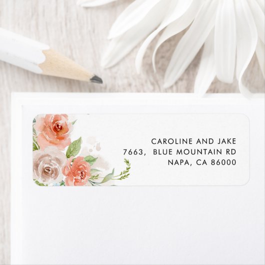 Pfirsichfarbene florale Rücksendeadresse (Insitu)