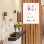 Pfirsichfarbene Floralnummer Sweet 16 welcome Poster