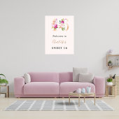 Pfirsichfarbene Floralnummer Sweet 16 welcome Poster