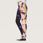 Pfirsichfarbene Foto-Katze Muster Lila Pfirsichsch Leggings (Links)