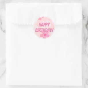 Pfirsichfarbene Glückliche Geburtstag Rosa Pfirsic Runder Aufkleber