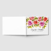 Pfirsichfarbene Hochzeit mit rosafarbenem Blumenmo Gästebuch (Voll)