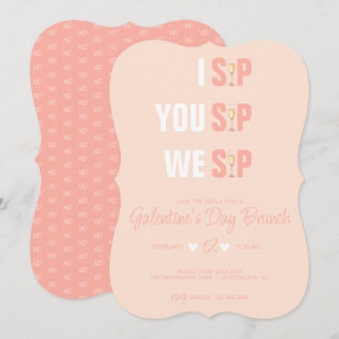 Pfirsichfarbene Pink Galentine-Champagner-Brunch-E Einladung