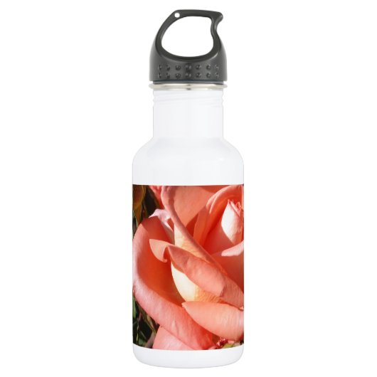 Pfirsichfarbene rosa Rose Edelstahlflasche (Vorderseite)