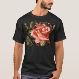 Pfirsichfarbene rosa Rose T-Shirt