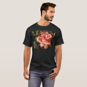 Pfirsichfarbene rosa Rose T-Shirt (Vorne ganz)