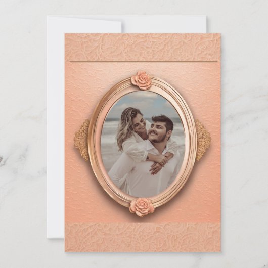 Pfirsichfarbene Rose Einladung (Vorderseite)