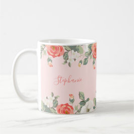 Pfirsichfarbene Rose Rosa Rosa Personalisiert Kaffeetasse