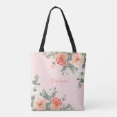 Pfirsichfarbene Rose Rosa Rosa Personalisiert Tasche (Rückseite)