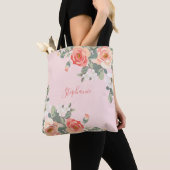 Pfirsichfarbene Rose Rosa Rosa Personalisiert Tasche (Von Nahem)