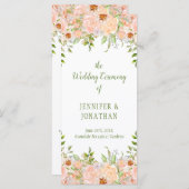 Pfirsichfarbene Rose und Hochzeitsprogramm im Grün Programm (Vorne/Hinten)