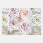 Pfirsichfarbene Rose Weiß Blütensaft Salbei Geschenkpapier Set (Vorderseite 3)