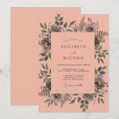 Pfirsichfarbene rustikale Hochzeit Einladung (Vorne/Hinten)