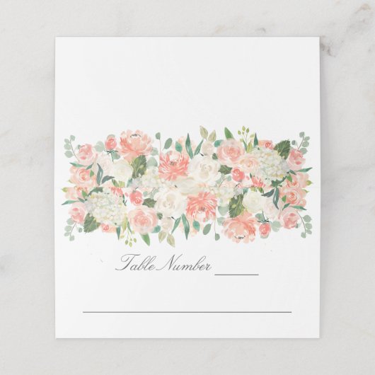 Pfirsichfarbene und rosafarbene Grundpfeiler und R Platzkarte (Außenseite Aufgefaltet)