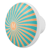 Pfirsichfarbene und türkisfarbene Retrostil Keramikknauf (Rechts)