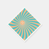 Pfirsichfarbene und türkisfarbene Retrostil Serviette (Ecke)