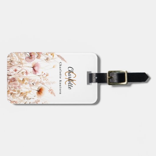 Pfirsichfarbene Wildblumen Gepäckanhänger (Vorderseite horizontal)