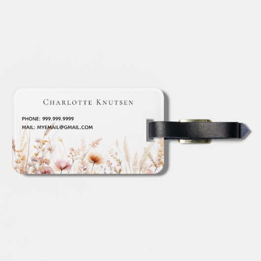 Pfirsichfarbene Wildblumen Gepäckanhänger (Rückseite horizontal)