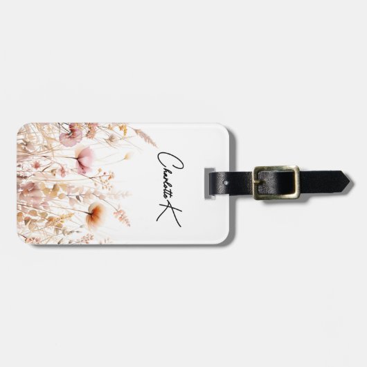 Pfirsichfarbene Wildblumen Gepäckanhänger (Vorderseite horizontal)