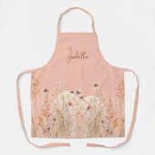 Pfirsichfarbene Wildblumen rosa Boho Schürze (Vorderseite)
