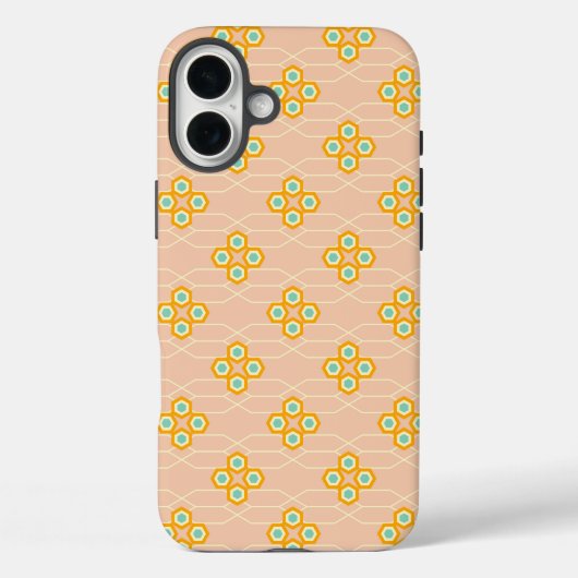 Pfirsichfarbener Hintergrund mit sechseckigem Blum Case-Mate iPhone Hülle (Rückseite)