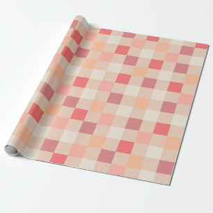Pfirsichfarbener Karo Rosa Gekreuztes Muster Geschenkpapier