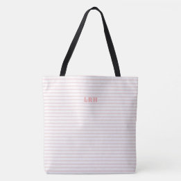 Pfirsichfarbener Rosa Streifen Klassische Monogram Tasche