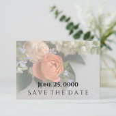 Pfirsichfarbener Strauß Save the Date Einladung (Stehend Vorderseite)