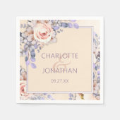 Pfirsichfarbenes Blumenzildpapier Napkins Serviette (Vorderseite)