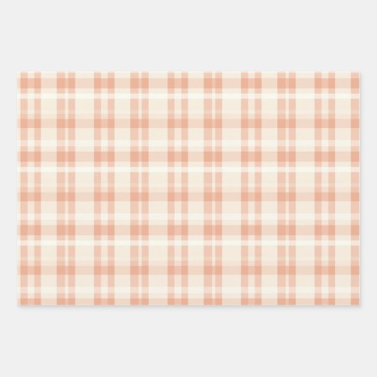 Pfirsichfarbenes Kariertes Schleifpapier Geschenkpapier Set (Vorderseite 2)