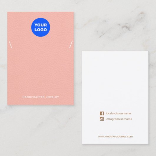 Pfirsichfarbenes Logo-Symbol für die Kette, Armban Visitenkarte (Vorne/Hinten)