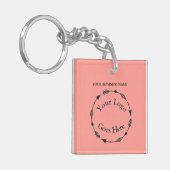 Pfirsichfarbenes Logo und QR-Code Akryllisch Schlüsselanhänger (Vorderseite links)